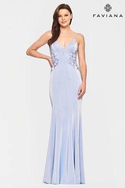 Style S10815 Faviana Light Blue Size 0 Floor Length Tall Height Mermaid Dress on Queenly