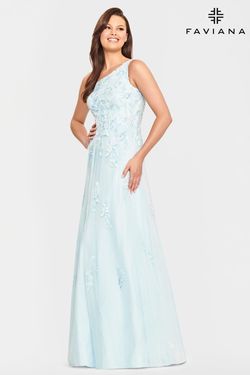 Style S10833 Faviana Blue Size 4 Tall Height Bridgerton A-line Dress on Queenly