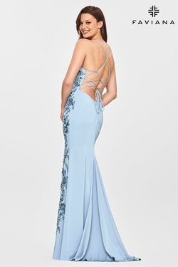 Style S10845 Faviana Blue Size 0 Floor Length Tall Height Mermaid Dress on Queenly