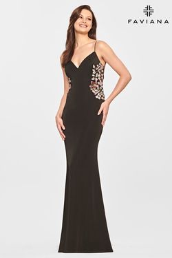 Style S10859 Faviana Black Size 0 Floor Length Tall Height Mermaid Dress on Queenly