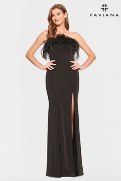 Style S10851 Faviana Black Tie Size 4 Tall Height Side slit Dress on Queenly