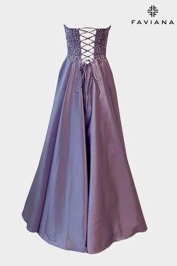 Style ES10892 Faviana Blue Size 4 Navy Floor Length Military Tall Height A-line Dress on Queenly