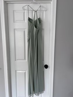 Azazie  Light Green Size 2 Prom Sorority Formal Spaghetti Strap Side slit Dress on Queenly