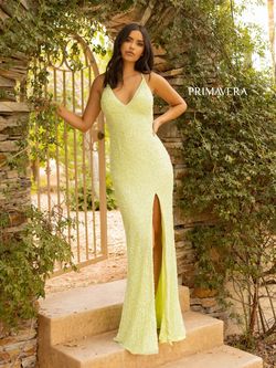 Style 3291 Primavera Couture Green Size 4 Floor Length Tall Height Side slit Dress on Queenly