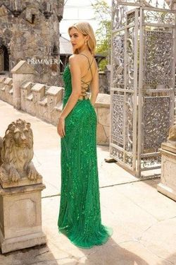 Style 3958 Primavera Couture Green Size 4 Tall Height Side slit Dress on Queenly