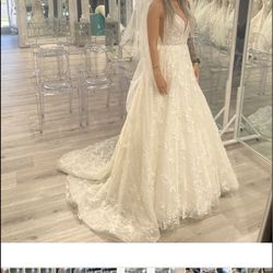 Style 1325 Martiana Liana  White Size 6 A-line Tulle Floor Length Embroidery Cotillion Ball gown on Queenly
