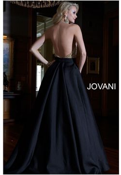 Style -1 Jovani Black Tie Size 4 A-line Train Dress on Queenly