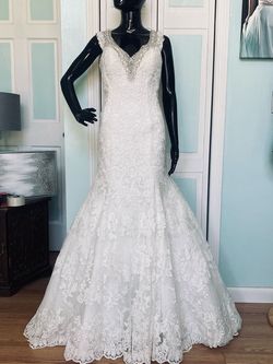 Style 9311 Allure Nude Size 12 Ivory Plus Size 9311 Floor Length Tall Height Mermaid Dress on Queenly