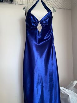 Jessica McClintock Blue Size 10 Halter Floor Length Prom Straight Dress on Queenly