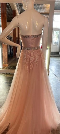Style 3408 Ritzee Nude Size 2 Tall Height Halter Mermaid Dress on Queenly