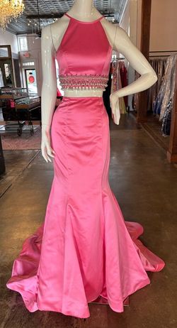 Style -1 Sherri Hill Pink Size 2 Fringe Mermaid Dress on Queenly