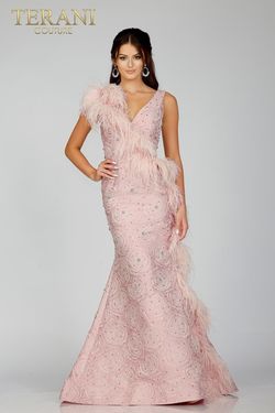 Style 231E0314 Terani Couture Pink Size 10 Black Tie Floor Length Straight Dress on Queenly