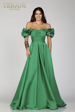 Style 231E0514 Terani Couture Green Size 8 Tall Height Pageant Ball gown on Queenly