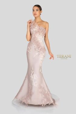 Style 1911E9095 Terani Couture Nude Size 6 Pageant Tall Height Mermaid Dress on Queenly