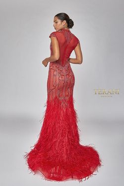 Style 1721GL4446 Terani Couture Red Size 4 Pageant Floor Length Mermaid Dress on Queenly
