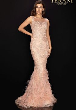 Style 2011GL2415 Terani Couture Nude Size 10 Pageant Mermaid Dress on Queenly