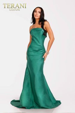 Style 231P0104 Terani Couture Green Size 0 Prom Military Mermaid Dress on Queenly