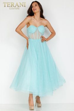 Style 231P0534 Terani Couture Light Green Size 4 Tall Height Floor Length Prom Ball gown on Queenly
