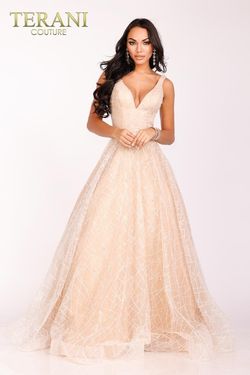 Style 231P0169 Terani Couture Nude Size 4 Floor Length Bridgerton Ball gown on Queenly