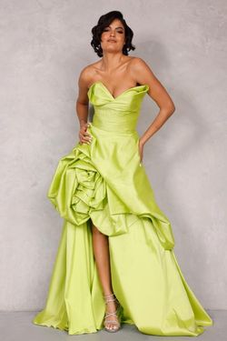 Style 2111P4272 Terani Couture Green Size 6 Prom Floor Length Side slit Dress on Queenly