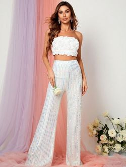 Style FSWU8093 Faeriesty White Size 16 Tall Height Floor Length Jumpsuit Dress on Queenly