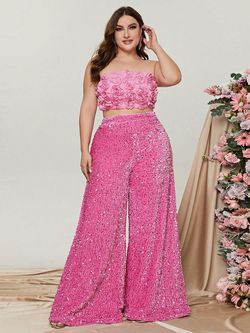 Style FSWU0357P Faeriesty Pink Size 20 Sequined Polyester Tall Height Straight Dress on Queenly