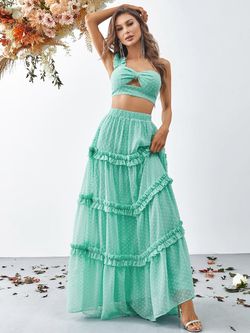 Style FSWU9004 Faeriesty Light Green Size 0 One Shoulder Floor Length Straight Dress on Queenly