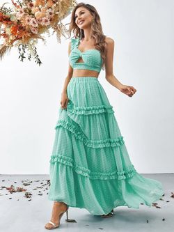 Style FSWU9004 Faeriesty Light Green Size 8 One Shoulder Floor Length Straight Dress on Queenly