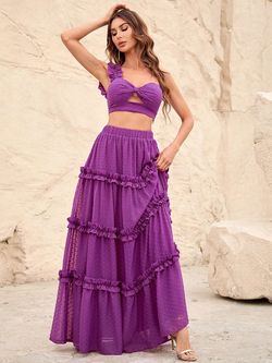Style FSWU9004 Faeriesty Purple Size 8 Tulle Floor Length One Shoulder Straight Dress on Queenly