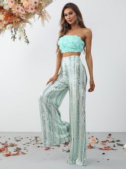Style FSWU8074 Faeriesty Green Size 8 Polyester Sequined Fswu8074 Jersey Jumpsuit Dress on Queenly