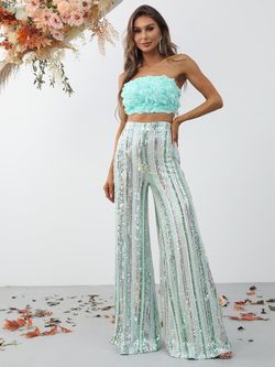Style FSWU8074 Faeriesty Light Green Size 8 Floor Length Jersey Tall Height Jumpsuit Dress on Queenly