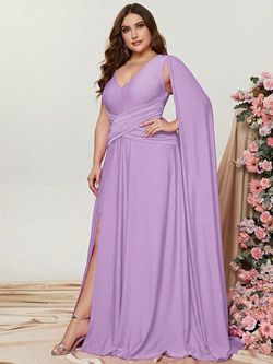 Style FSWD0772P Faeriesty Purple Size 24 Spandex Violet Plus Size Fswd0772p A-line Dress on Queenly