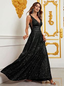 Style FSWD0776 Faeriesty Black Size 16 Fswd0776 Plus Size V Neck A-line Dress on Queenly