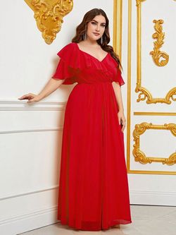 Style FSWD0924P Faeriesty Red Size 20 Tulle Sweetheart Floor Length Polyester A-line Dress on Queenly