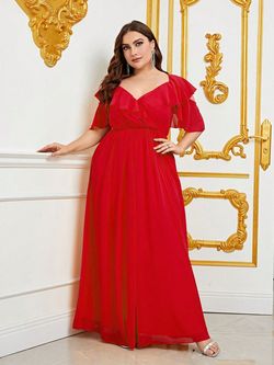 Style FSWD0924P Faeriesty Red Size 20 Fswd0924p Polyester A-line Dress on Queenly