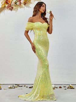 Style FSWD1193 Faeriesty Yellow Size 0 Tall Height Polyester Mermaid Dress on Queenly