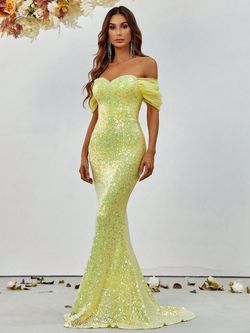 Style FSWD1193 Faeriesty Yellow Size 8 Floor Length Military Polyester Tall Height Mermaid Dress on Queenly