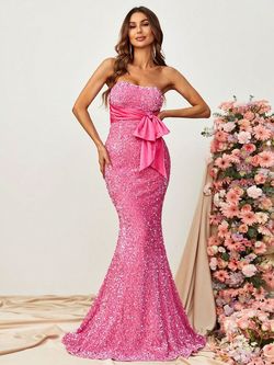 Style FSWD0645 Faeriesty Pink Size 4 Floor Length Polyester Tall Height Mermaid Dress on Queenly