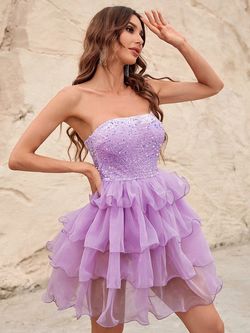Style FSWD8092 Faeriesty Purple Size 0 Violet Sheer A-line Cocktail Dress on Queenly
