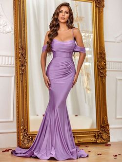Style FSWD1243 Faeriesty Purple Size 16 Floor Length Polyester Spandex Straight Dress on Queenly