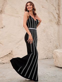 Style FSWD1244 Faeriesty Black Size 4 Spandex Jersey Polyester Mermaid Dress on Queenly