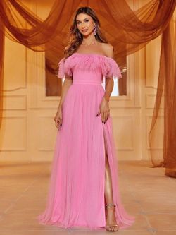 Style FSWD1087 Faeriesty Pink Size 12 Polyester Sheer A-line Dress on Queenly