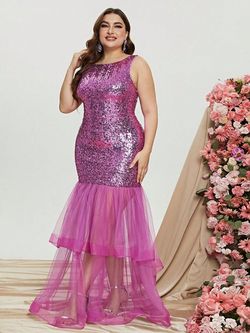Style FSWD0836P Faeriesty Hot Pink Size 20 Sheer Sequined Floor Length Mermaid Dress on Queenly