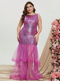 Style FSWD0836P Faeriesty Hot Pink Size 24 Sequined Barbiecore Fswd0836p Mermaid Dress on Queenly