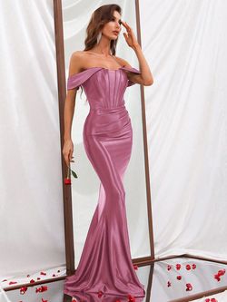 Style FSWD0302 Faeriesty Pink Size 0 Satin Military Mermaid Dress on Queenly