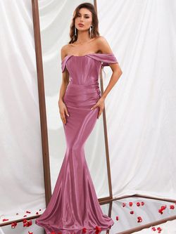 Style FSWD0302 Faeriesty Pink Size 8 Polyester Satin Military Mermaid Dress on Queenly