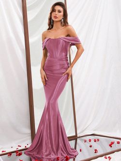 Style FSWD0302 Faeriesty Pink Size 16 Military Satin Mermaid Dress on Queenly