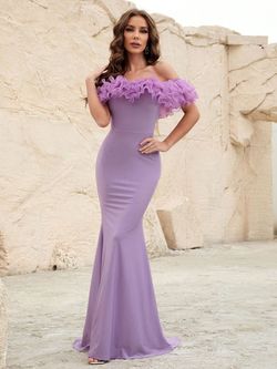 Style FSWD1146 Faeriesty Purple Size 12 Satin Floor Length Mermaid Dress on Queenly