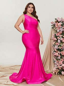 Style FSWD0773P Faeriesty Pink Size 24 Floor Length Jersey One Shoulder Tall Height Mermaid Dress on Queenly