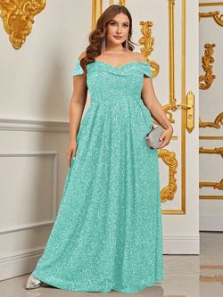 Style FSWD0827P Faeriesty Green Size 20 Tall Height Sequined Floor Length A-line Dress on Queenly